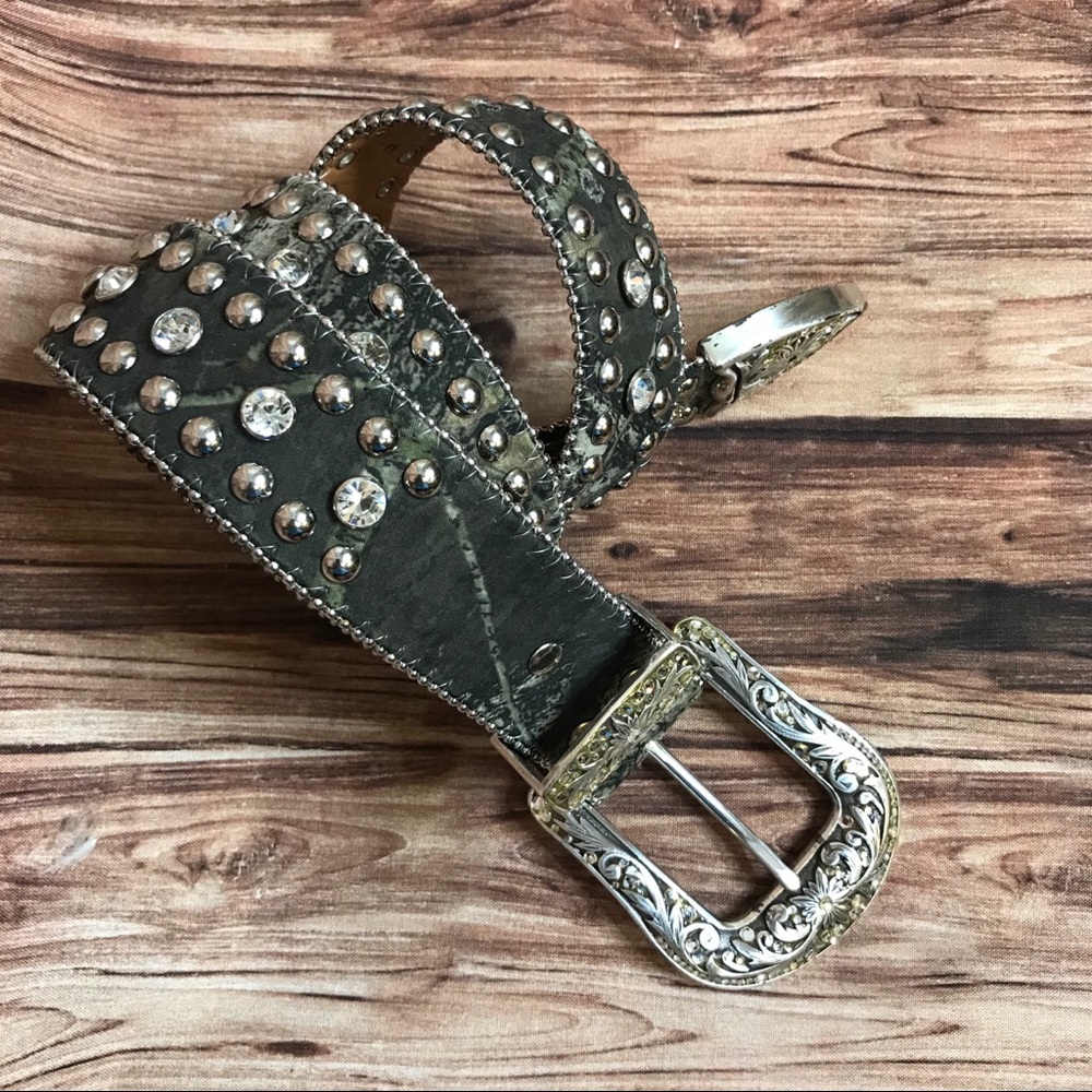 Nocona Western Leather Belt Bling & Camo